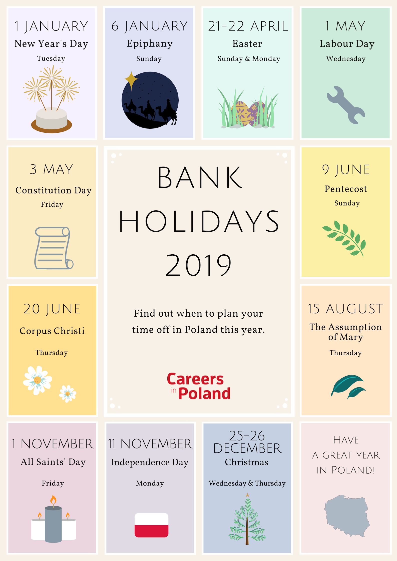 2019 Bank Holidays in Poland Travel & leisure Careers in Poland